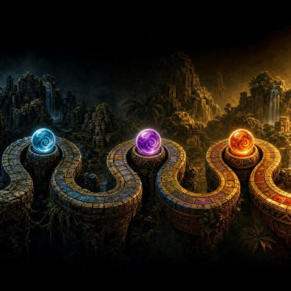 Ancient ruins with magical spheres in Zuma — historical backdrop of the games from 2003 to today.