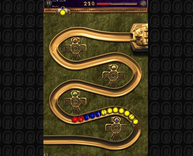 Maya Zuma Game 1 A maze with a golden path and colorful balls — a puzzle for entertainment.