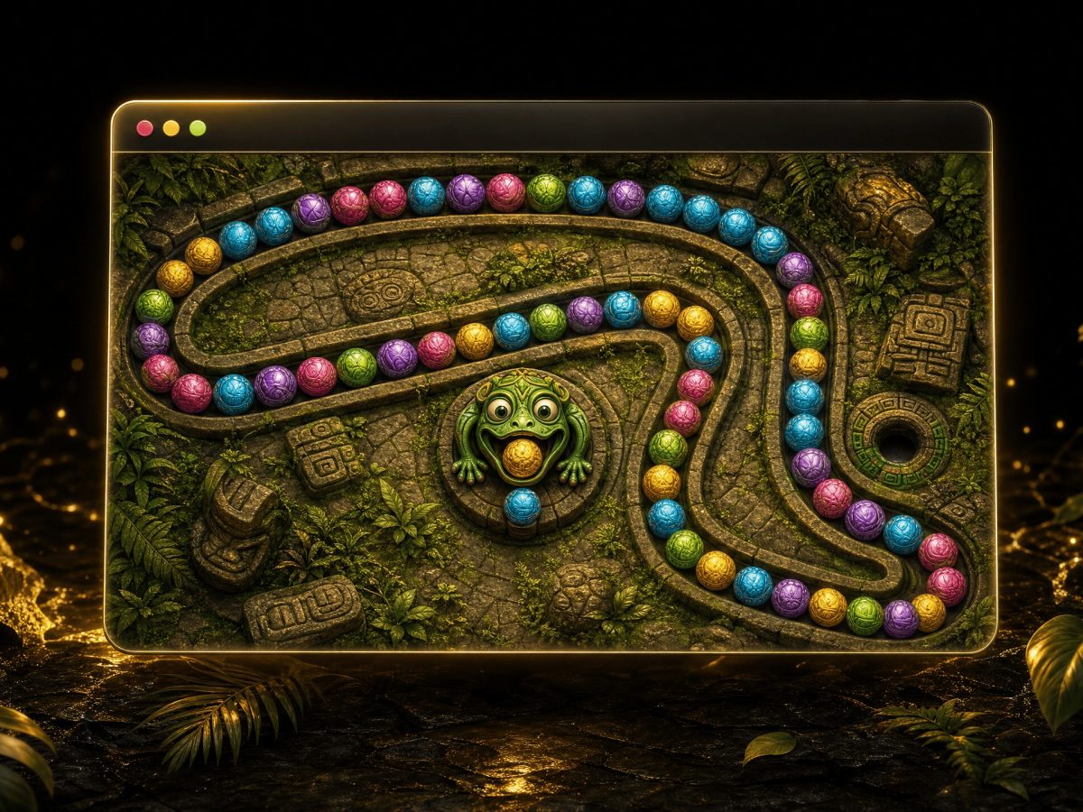 Zuma online with no download — a vibrant gameplay image.