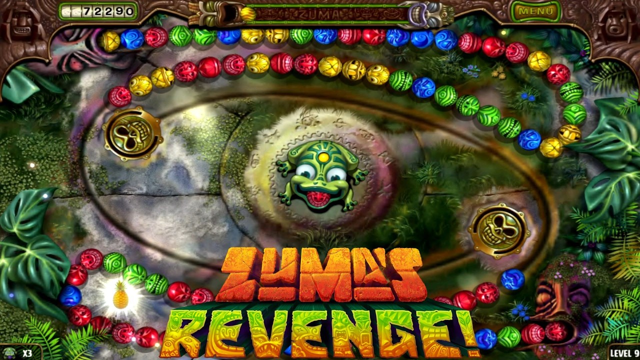Zuma's Revenge 2009 gameplay — frog shooter on a Polynesian island level